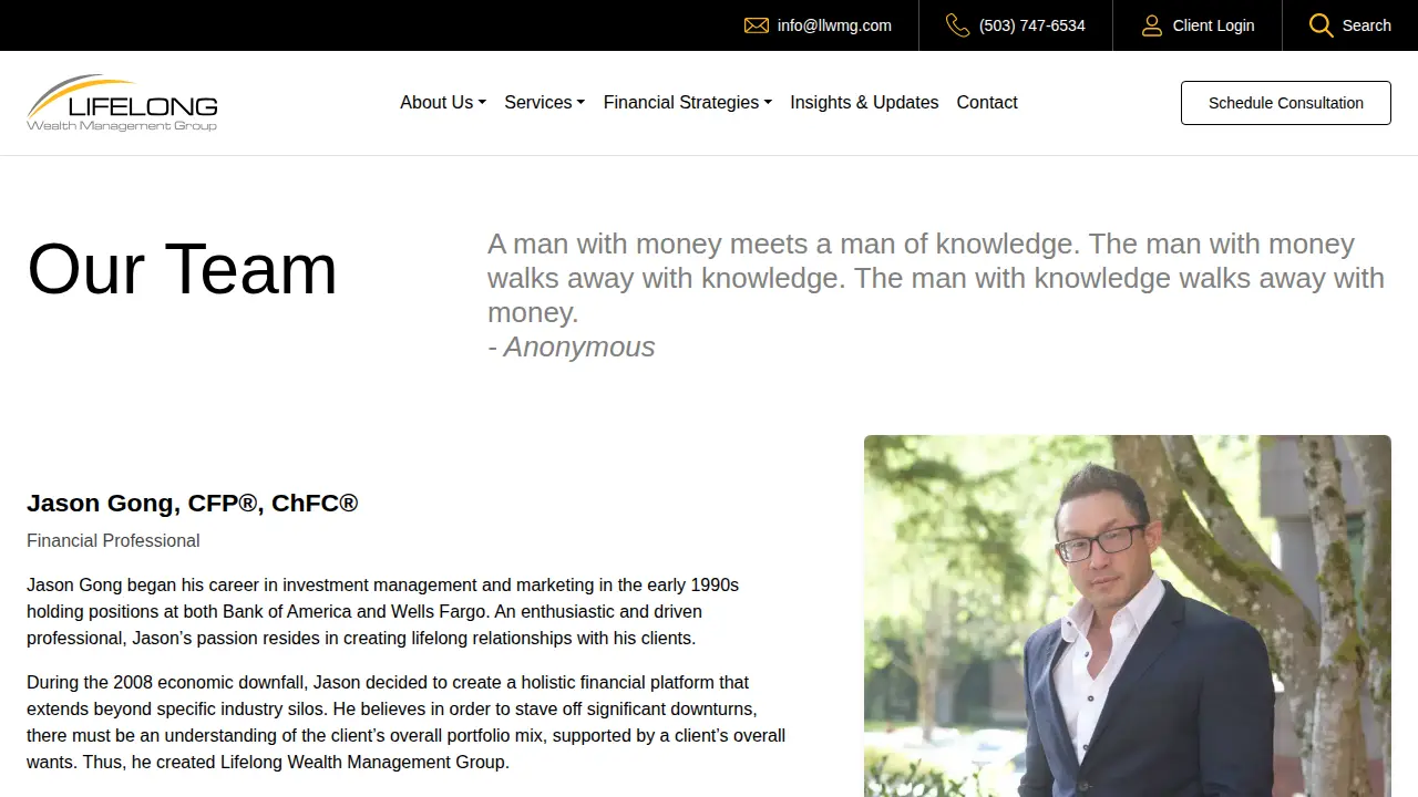 Lifelong Wealth Management page