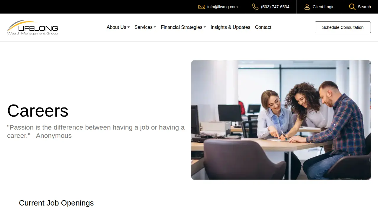 Lifelong Wealth Management page