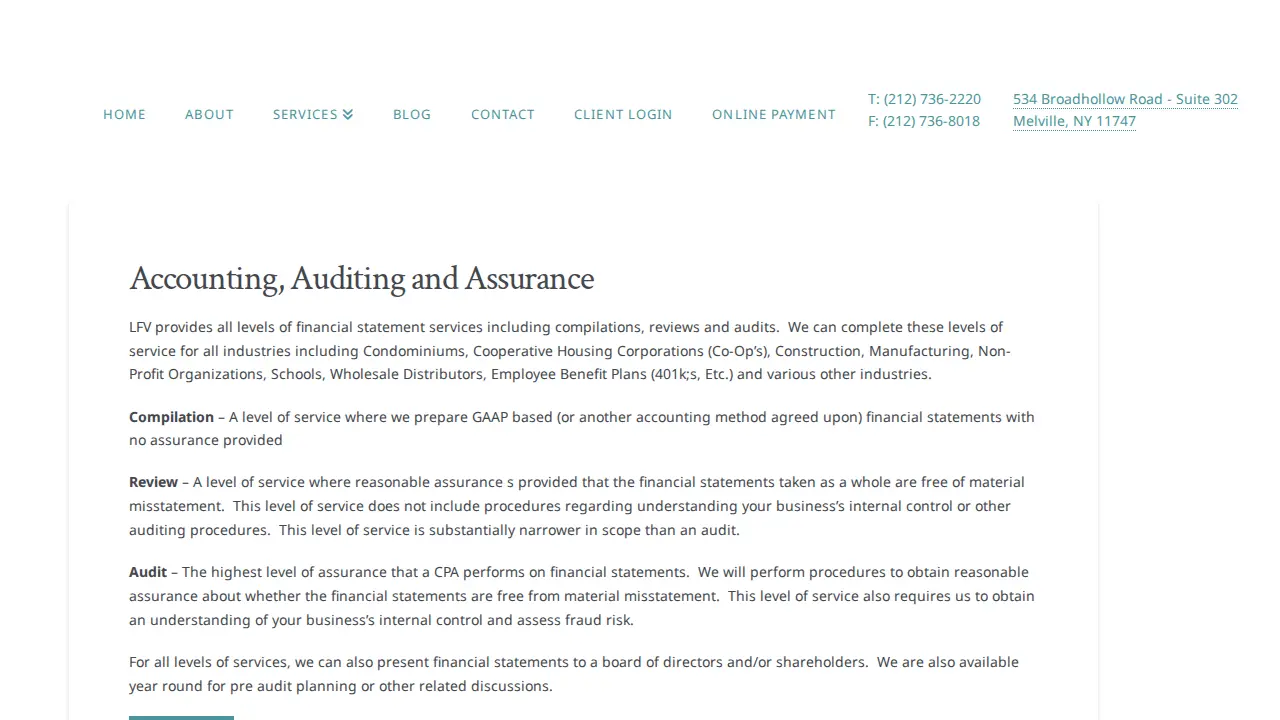 Lehman Flynn Vollaro CPA's PLLC page