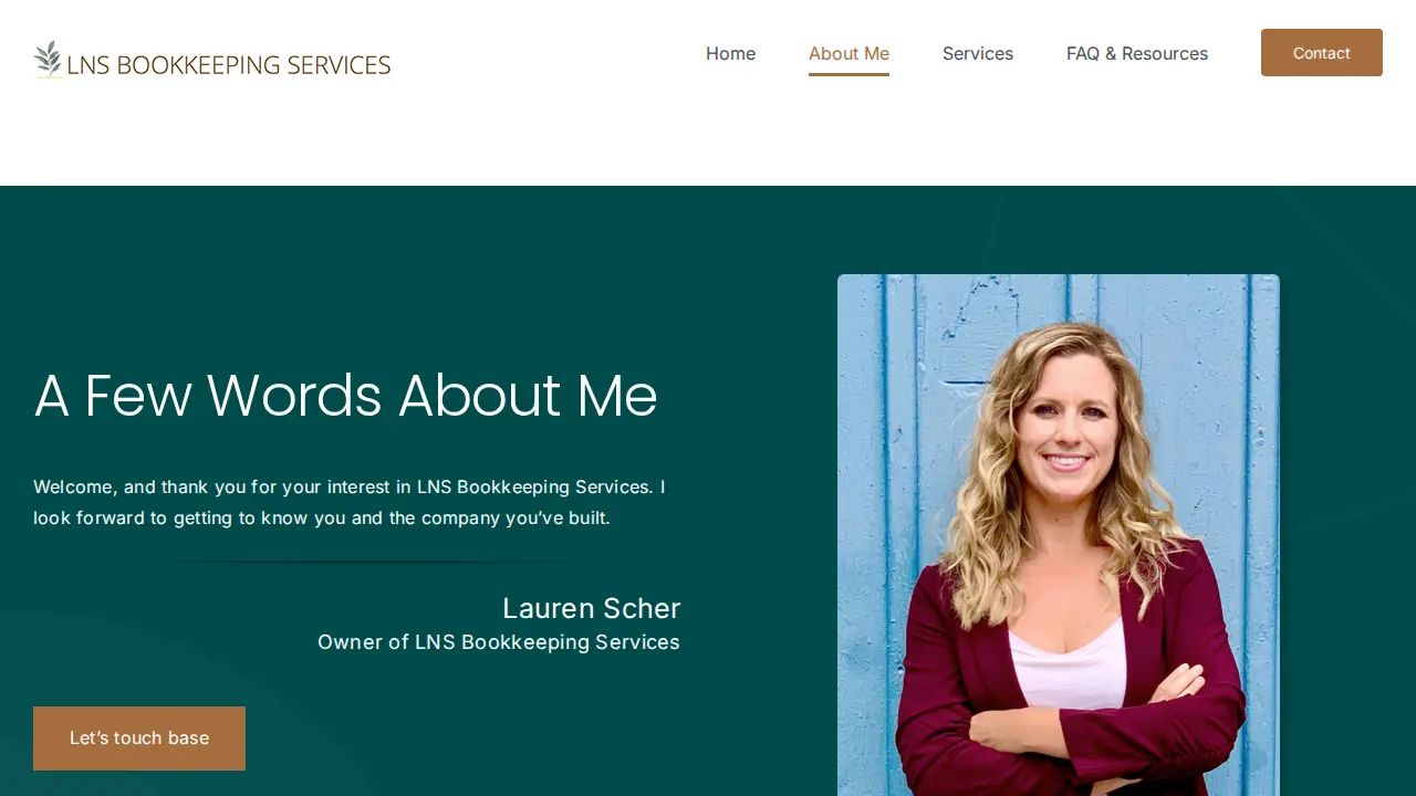 LNS Bookkeeping Services page