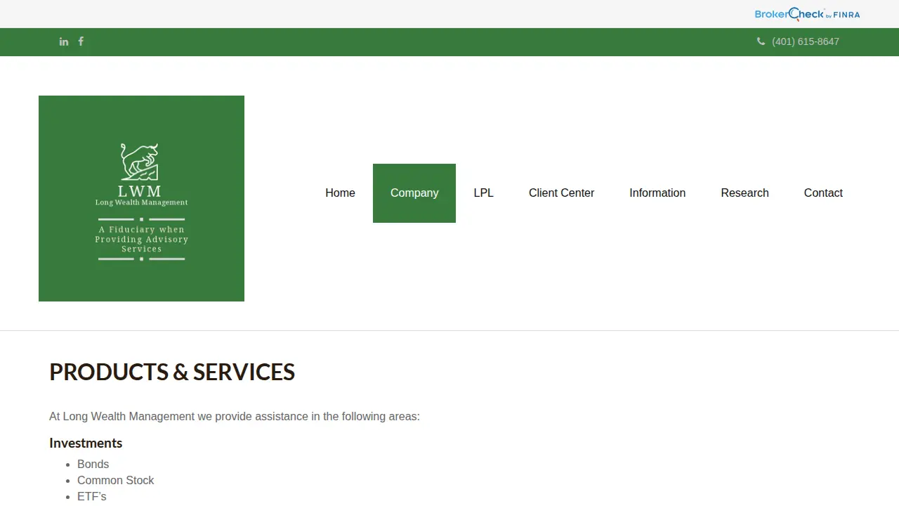 Long Wealth Management page