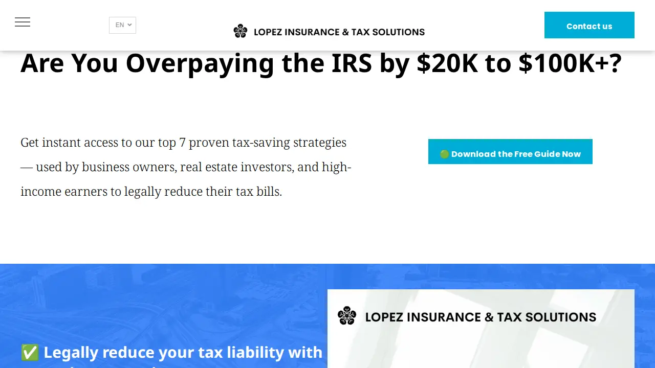 Lopez Insurance & Tax Solutions page