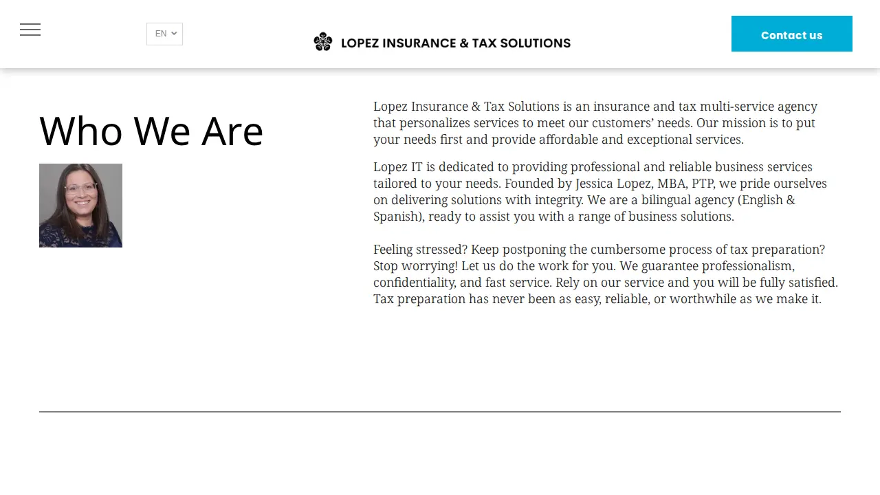 Lopez Insurance & Tax Solutions page
