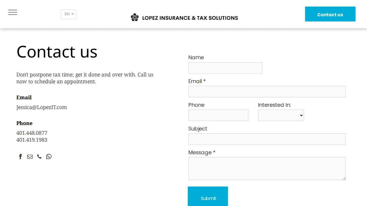 Lopez Insurance & Tax Solutions page