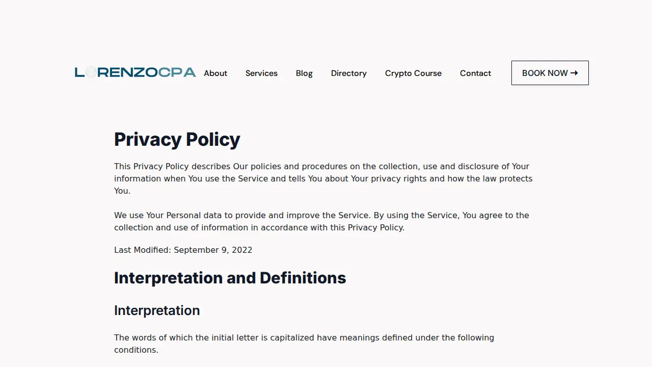 Lorenzo Tax CPA page