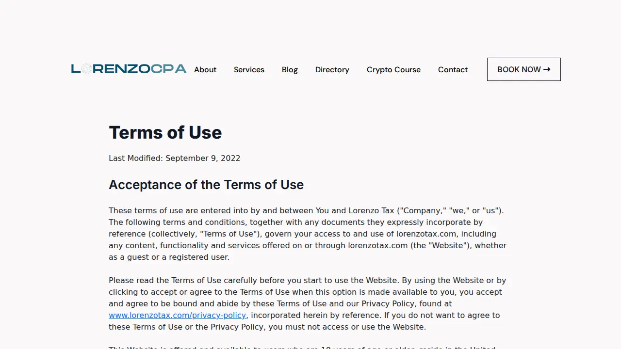 Lorenzo Tax CPA page