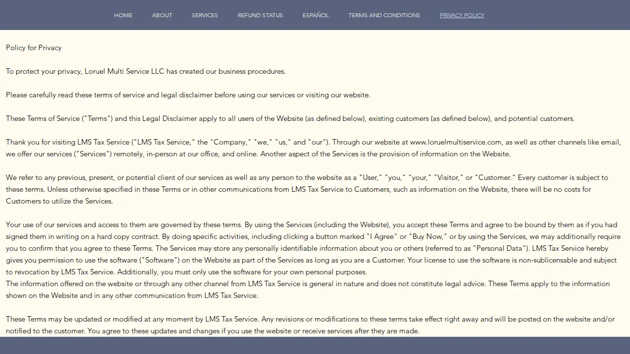 loruel multi service llc page