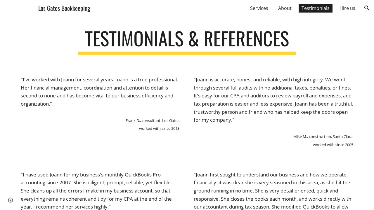 Los Gatos Bookkeeping page
