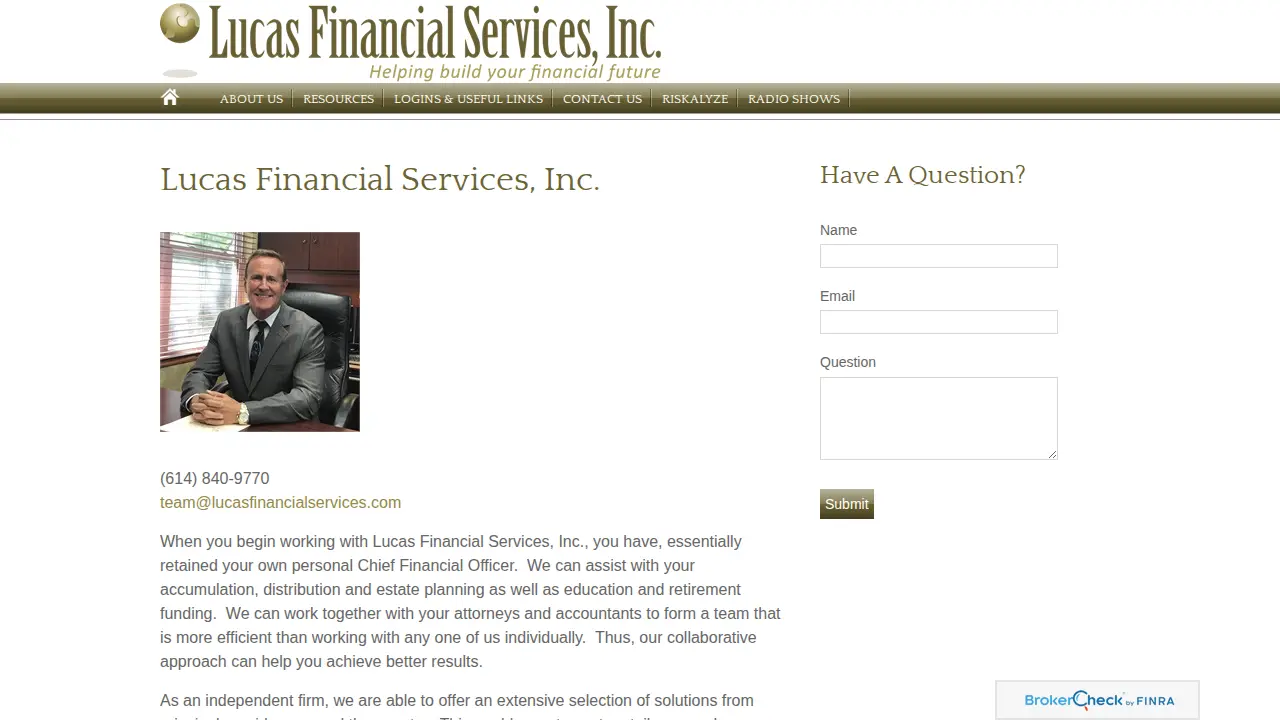 Lucas Financial Services page