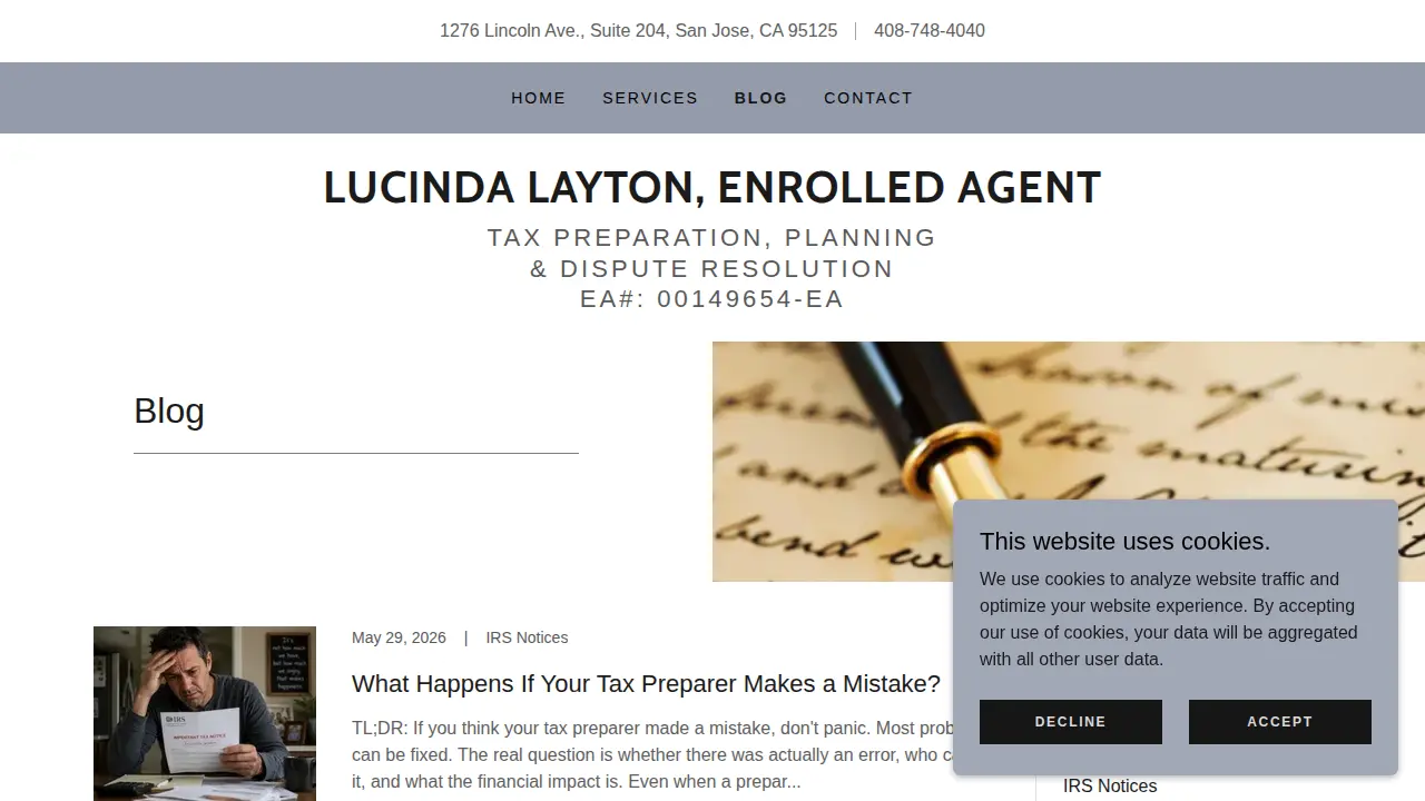 Lucinda Layton, IRS Enrolled Agent page