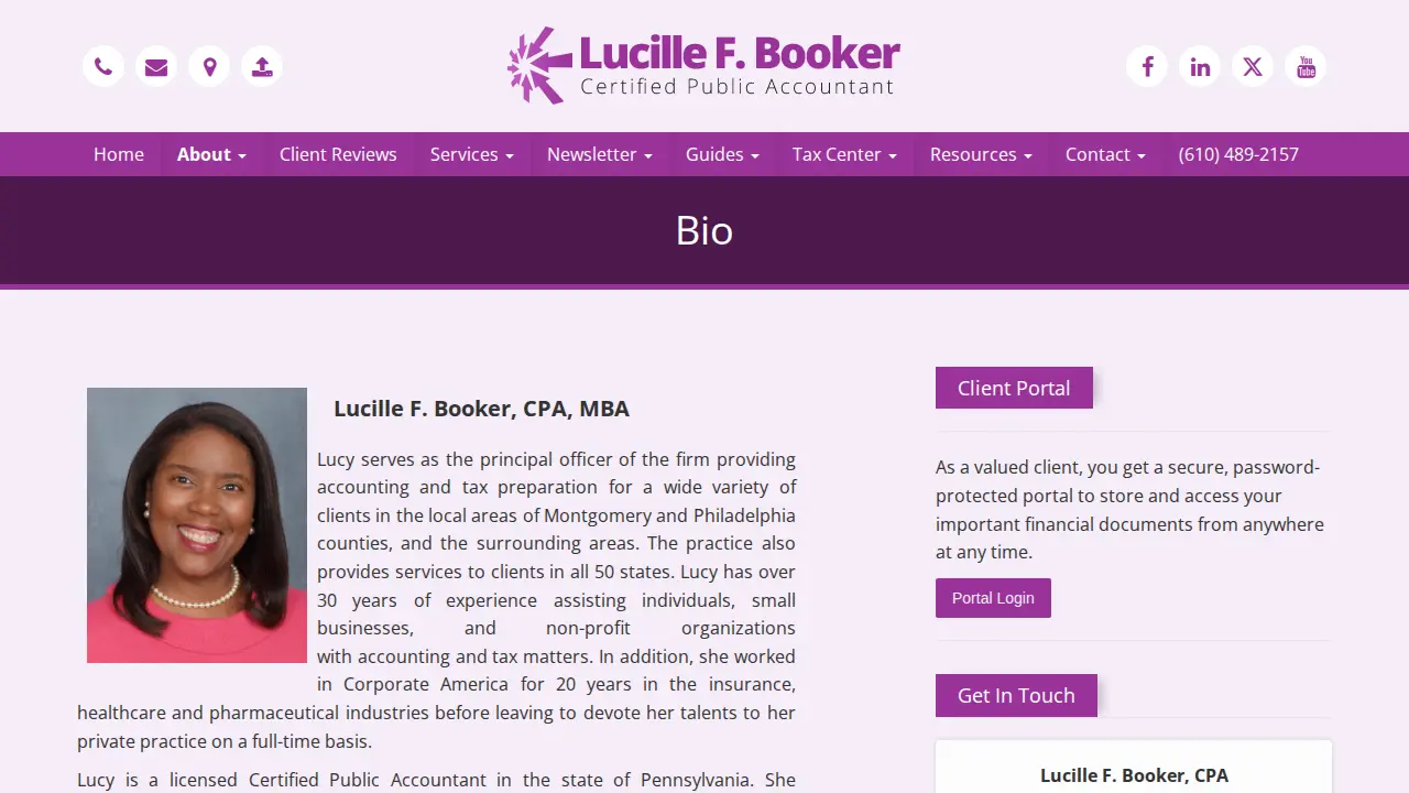 Lucille F. Booker, CPA page