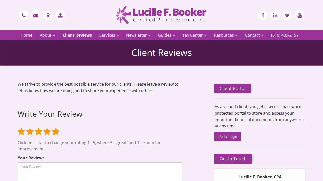 Lucille F. Booker, CPA page