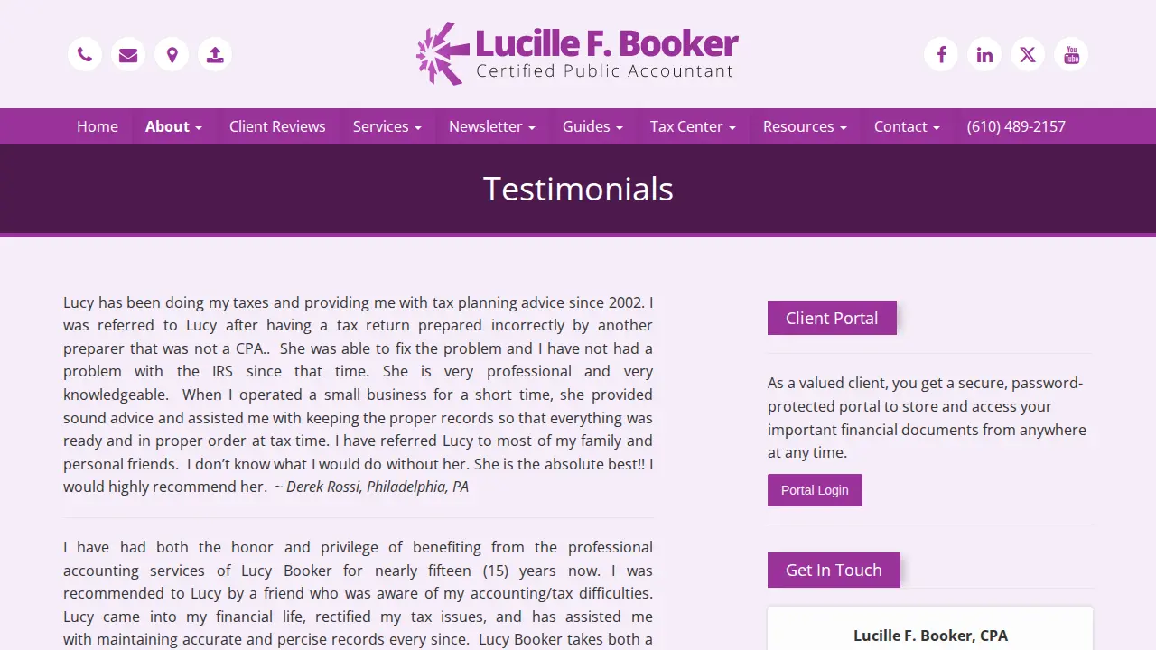 Lucille F. Booker, CPA page