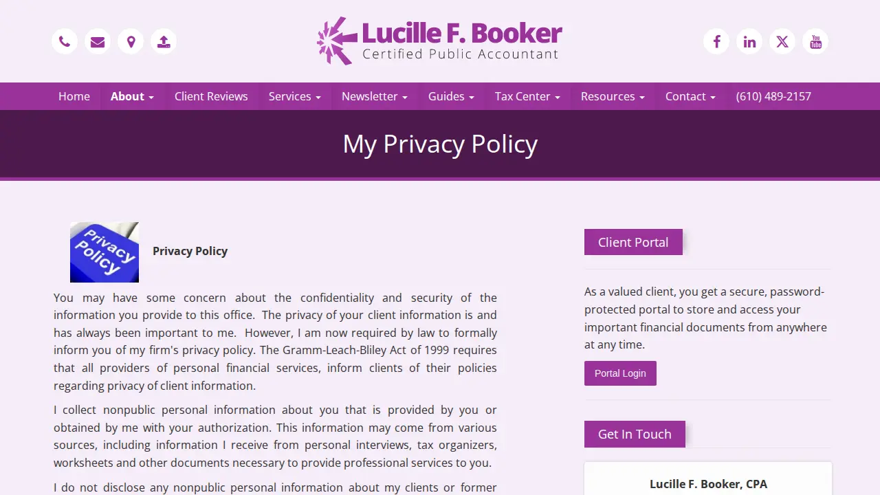 Lucille F. Booker, CPA page