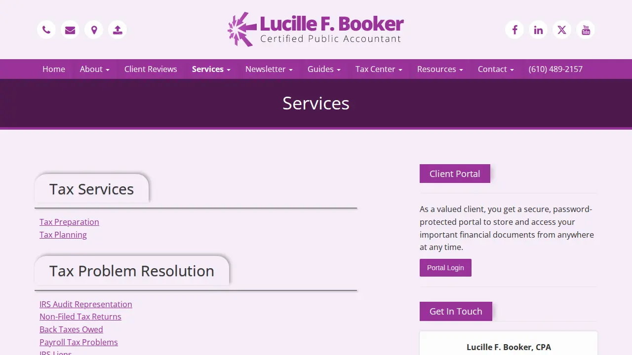 Lucille F. Booker, CPA page