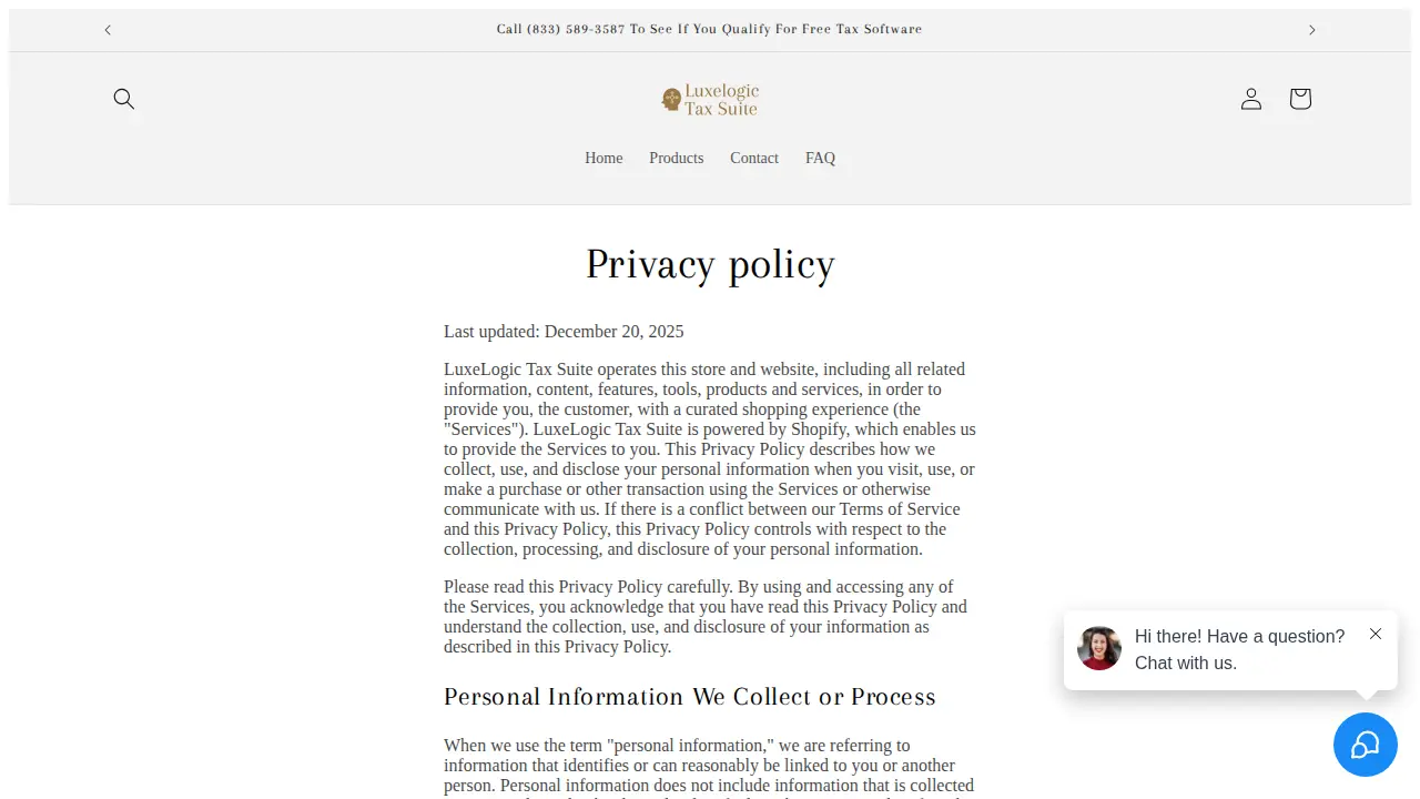 LuxeLogic Tax Suite page