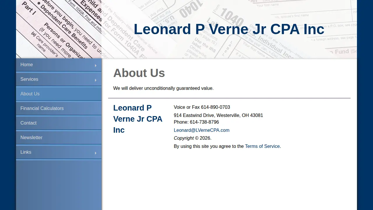 Leonard P Verne Jr CPA Inc page