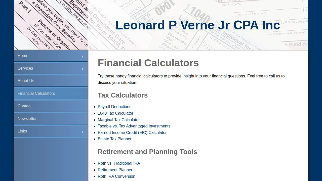 Leonard P Verne Jr CPA Inc page
