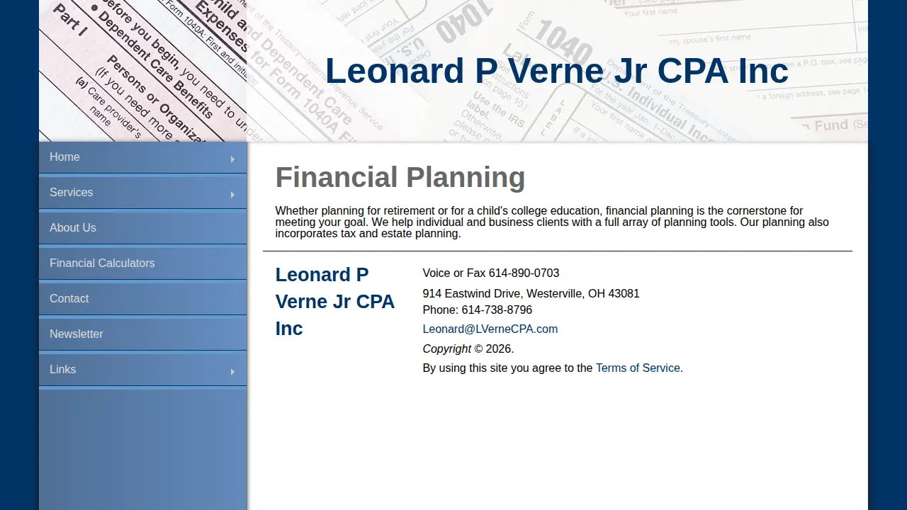 Leonard P Verne Jr CPA Inc page