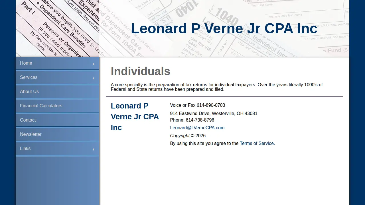 Leonard P Verne Jr CPA Inc page