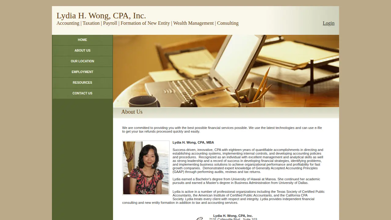 Lydia H. Wong, CPA, Inc. page