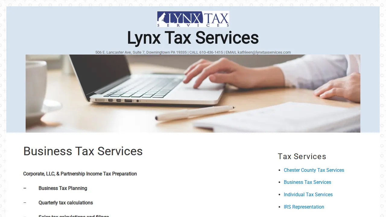 Lynx Tax Services page
