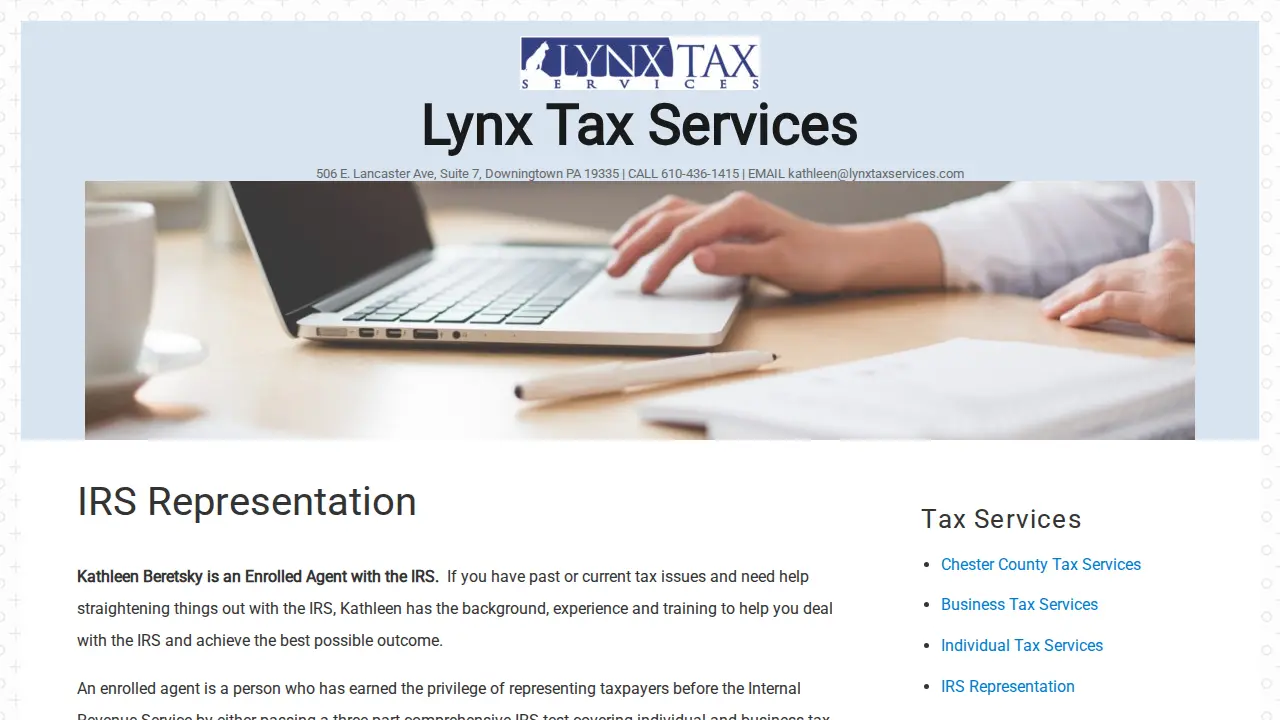 Lynx Tax Services page