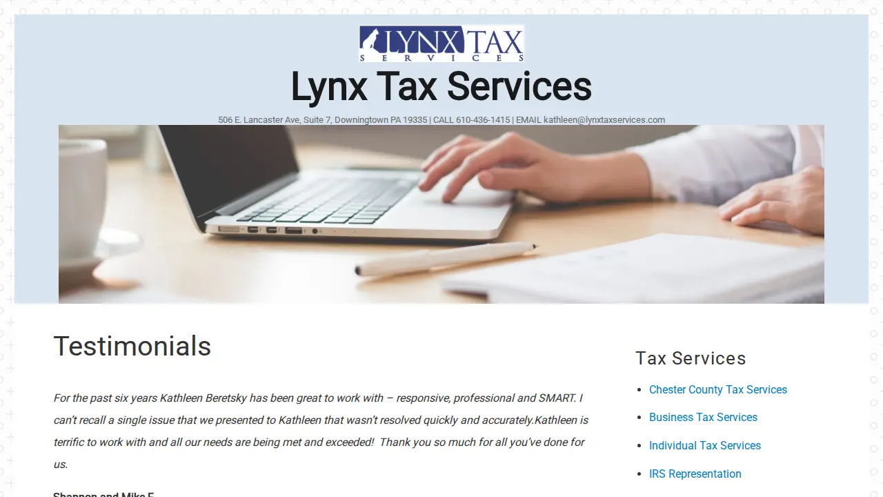 Lynx Tax Services page