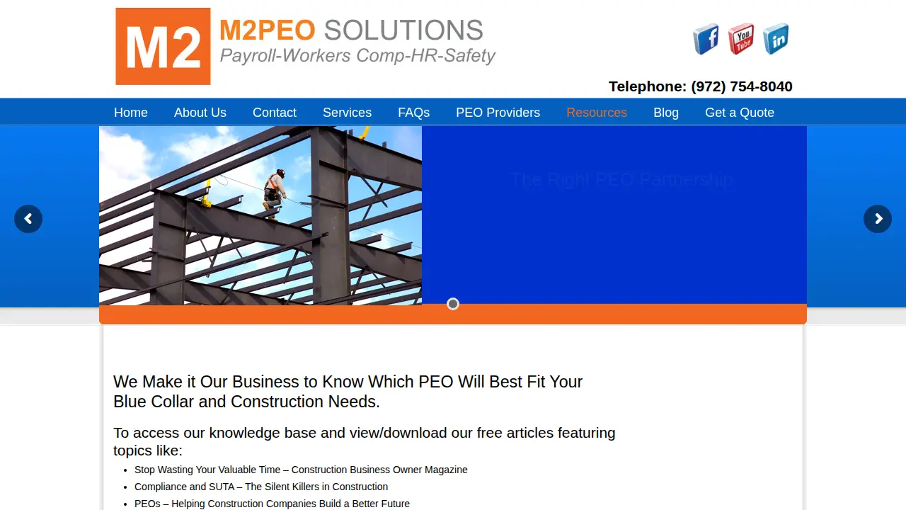 M2 PEO Solutions page