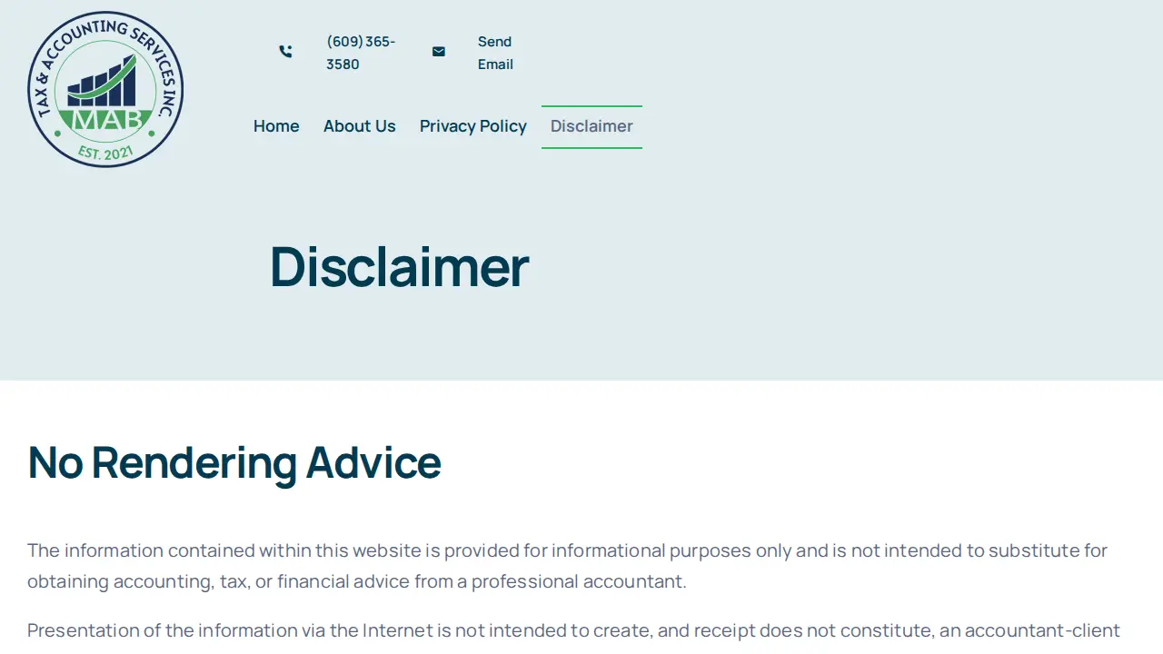 MAB Tax & Accounting Services page