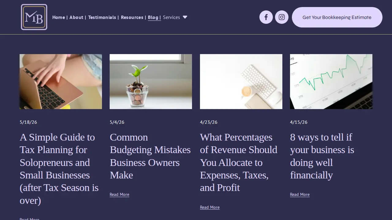 Mahala Bookkeeping page