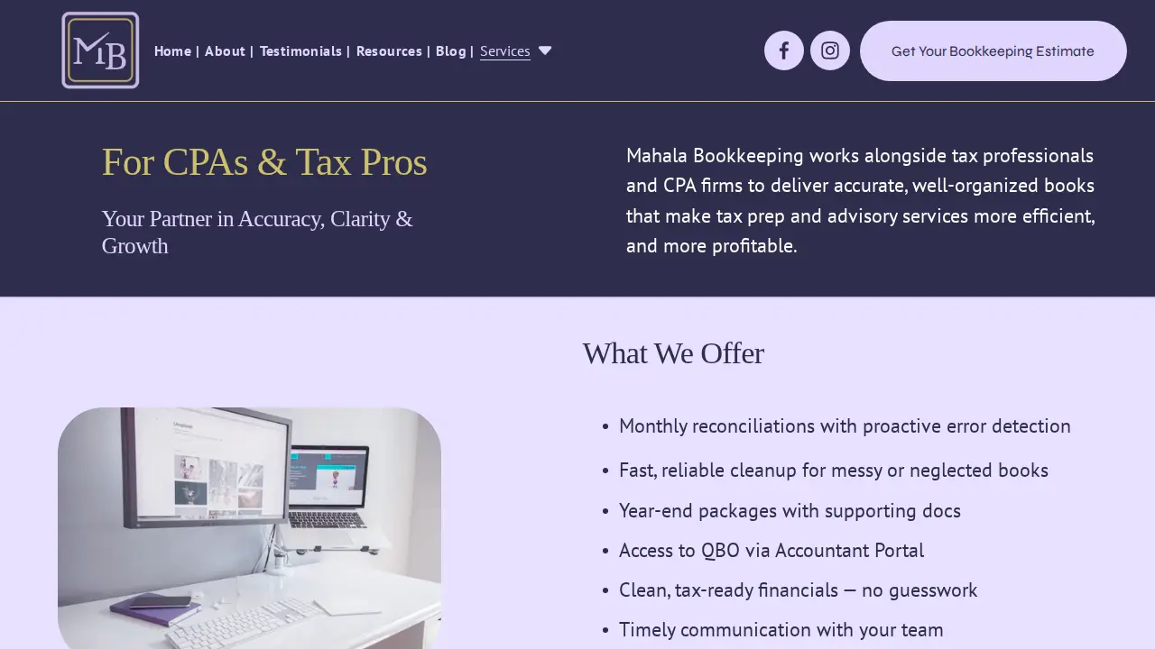 Mahala Bookkeeping page