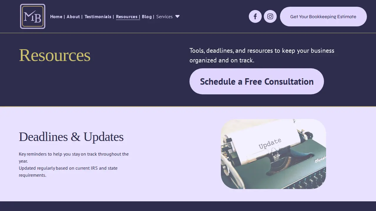 Mahala Bookkeeping page