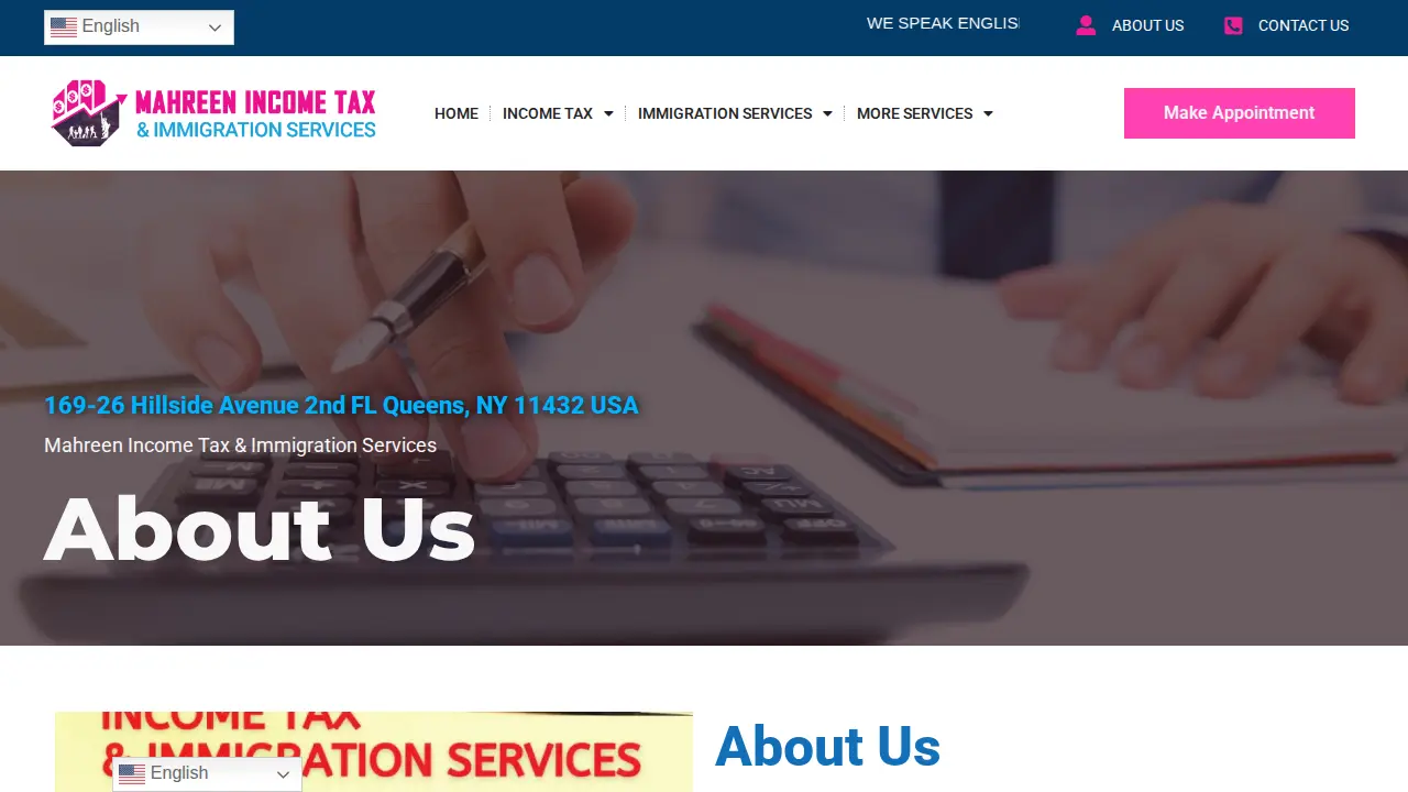 Mahreen Income Tax Services page