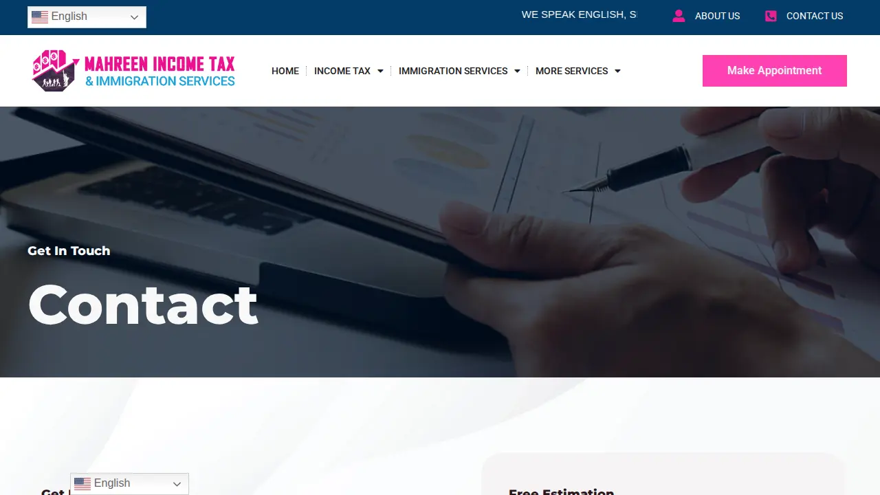 Mahreen Income Tax Services page