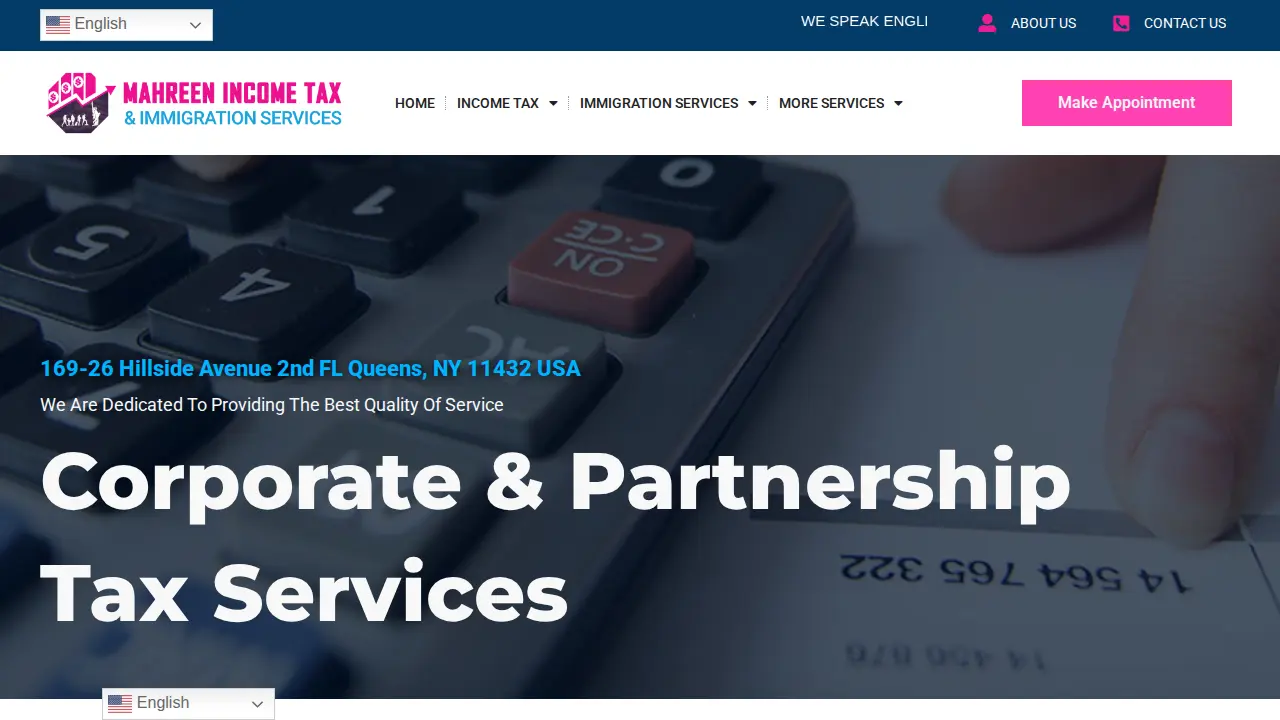 Mahreen Income Tax Services page