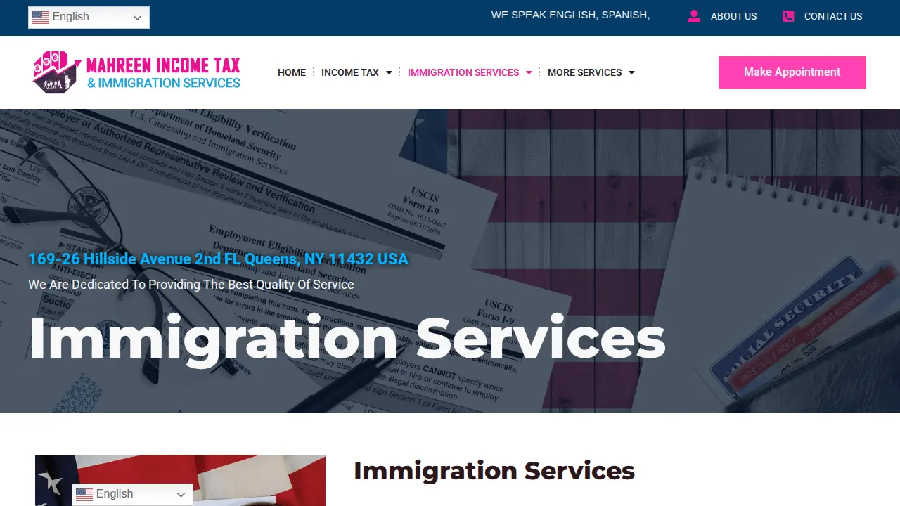 Mahreen Income Tax Services page