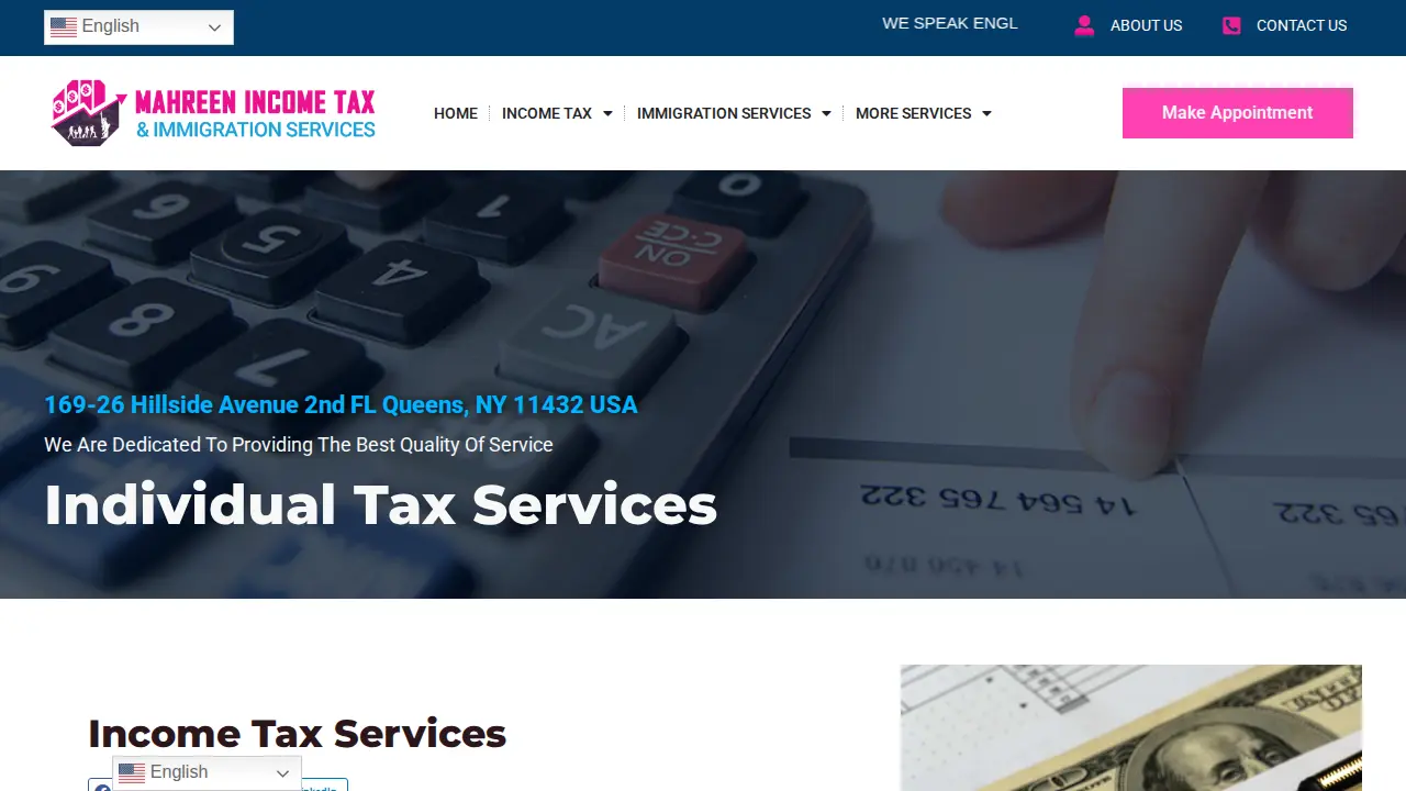 Mahreen Income Tax Services page