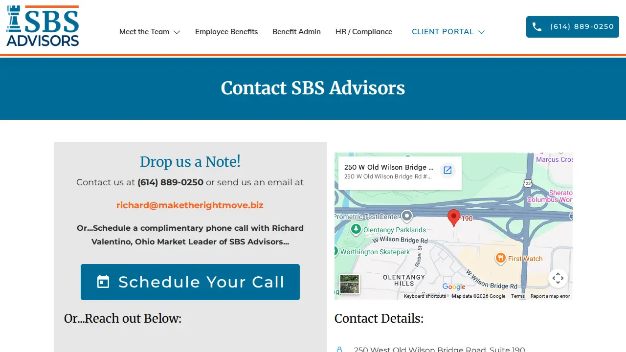 SBS Advisors page