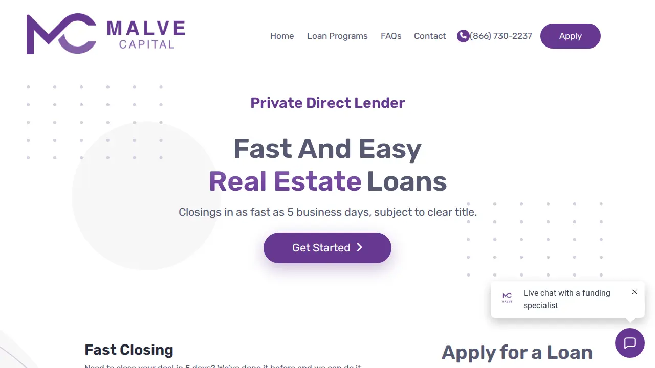 Malve Capital page