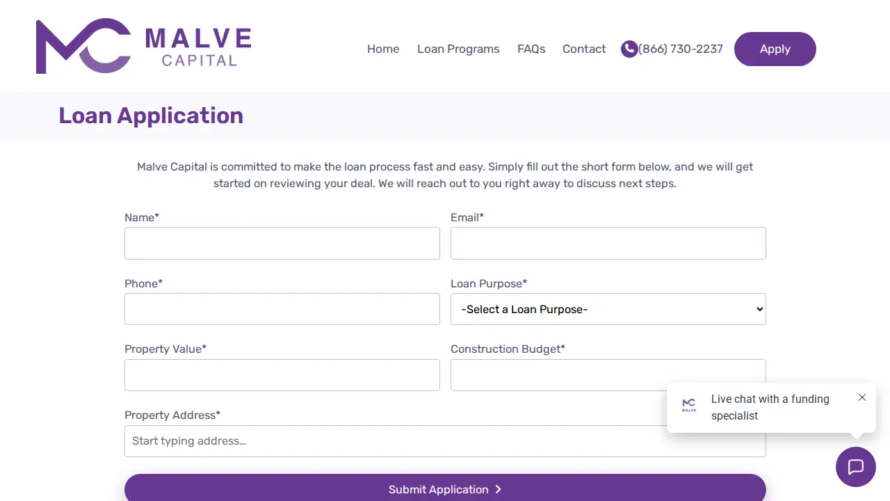 Malve Capital page
