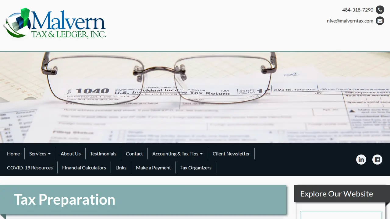 Malvern Tax & Ledger, Inc. page