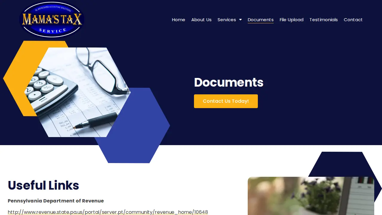 Mama's Tax Service page