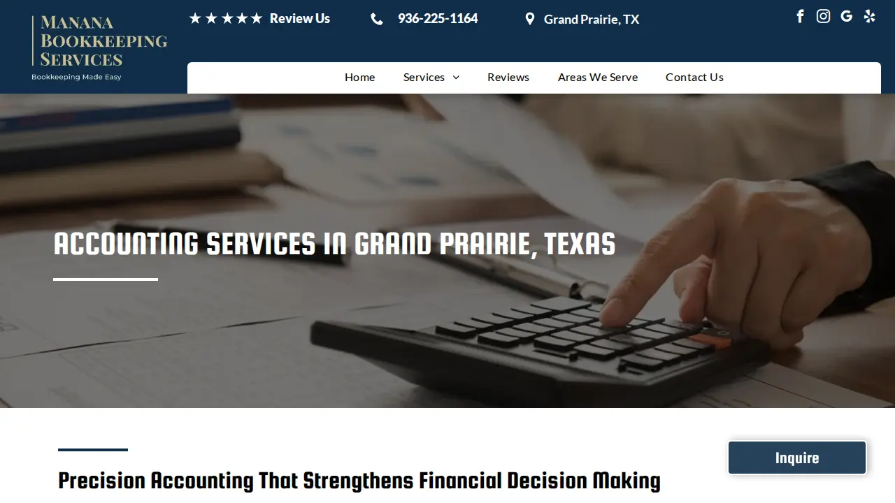 Manana Bookkeeping Services page