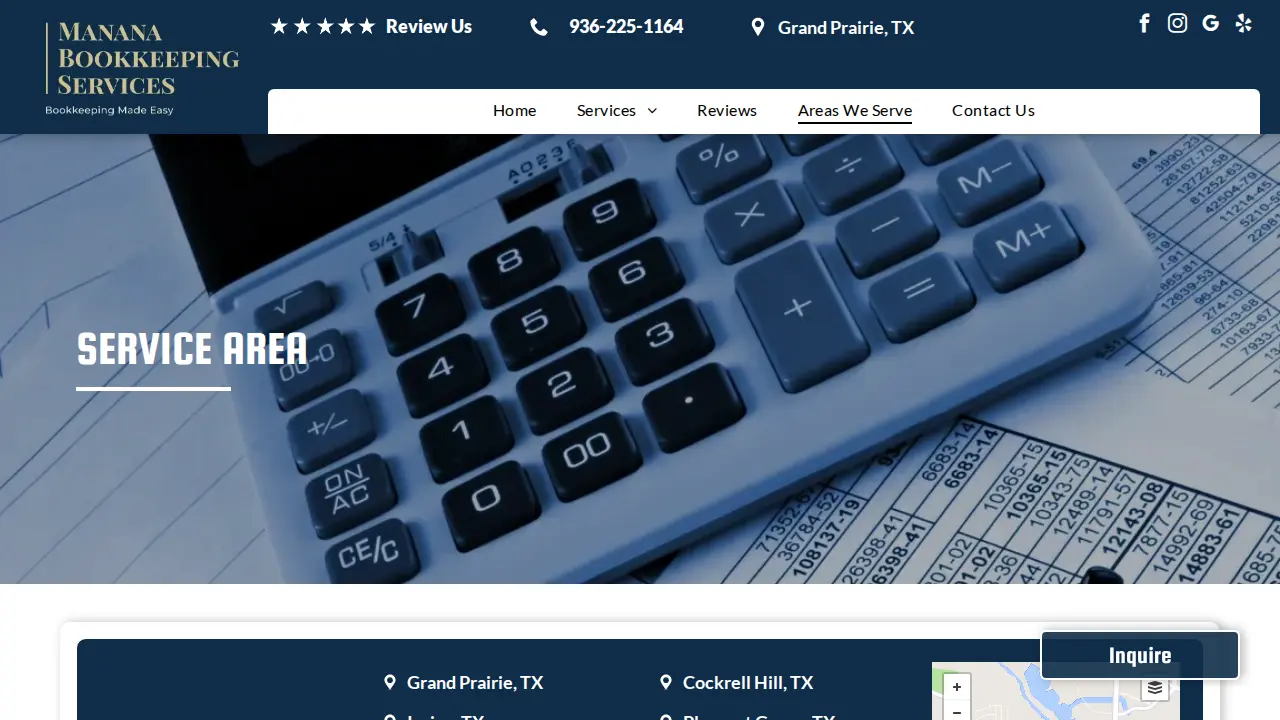Manana Bookkeeping Services page