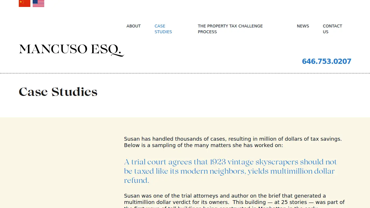Mancuso Esq PLLC Tax Certiorari Counsel page