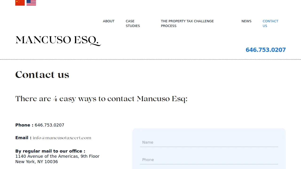 Mancuso Esq PLLC Tax Certiorari Counsel page