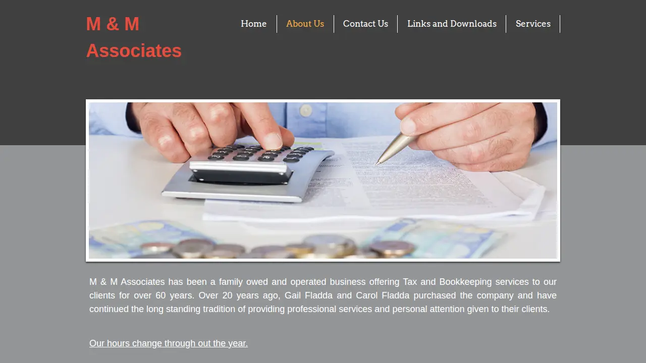 M & M Associates Bookkeeping & Tax Services page