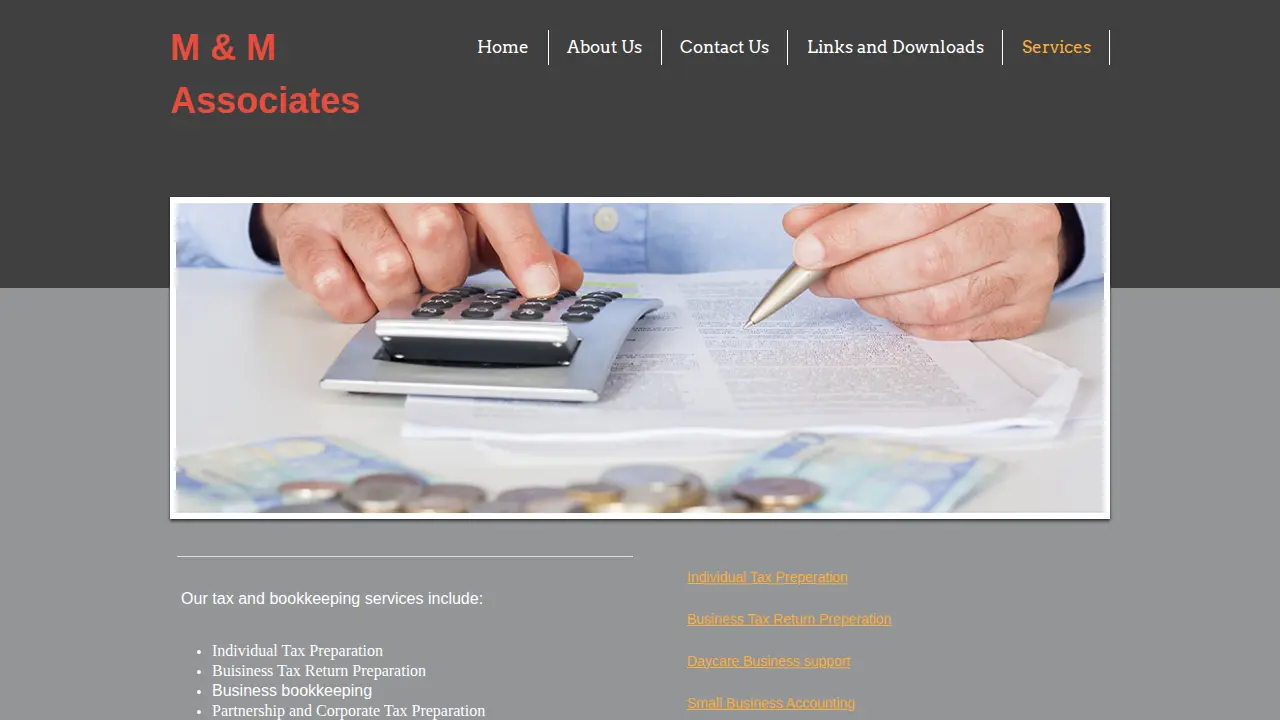 M & M Associates Bookkeeping & Tax Services page