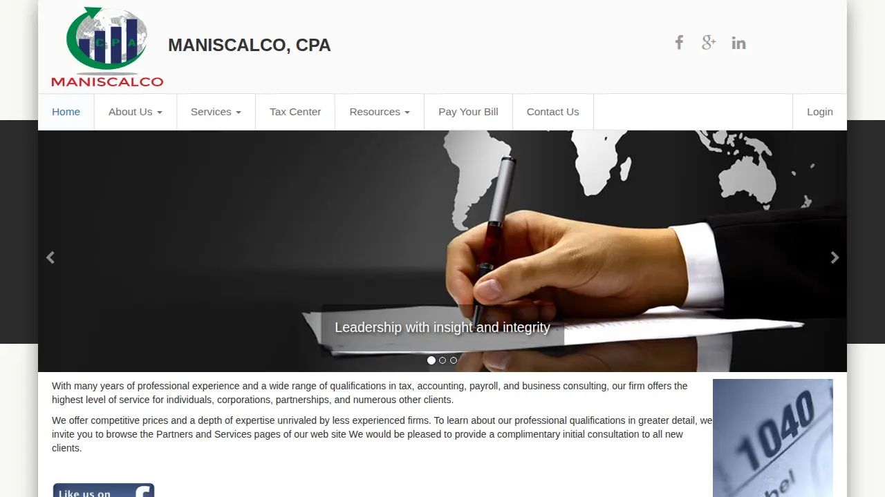 Maniscalco CPA page